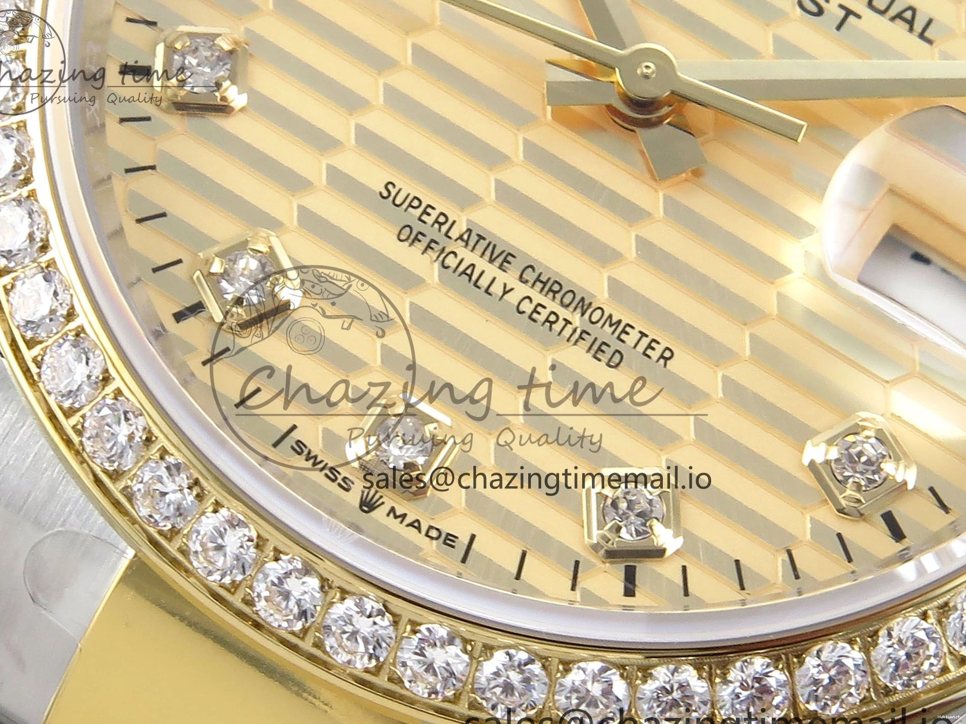 YG Textured Diamonds 126283RBR Dial YG Oyster EWEF SS Best Edition DateJust A3235 Bracelet on 36 0420